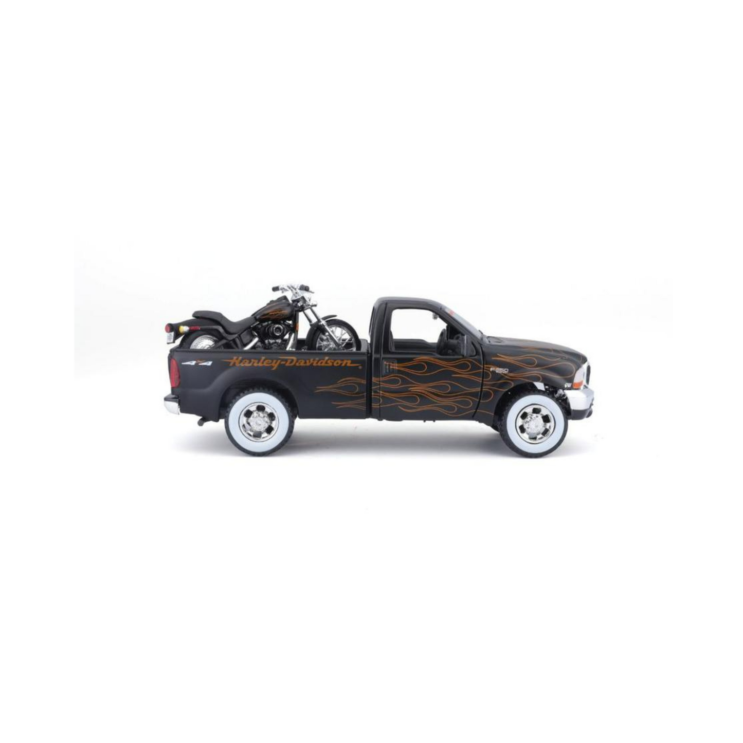 Harley-Davidson® 1:24 Pickup/Bike Model Combo - 1999 Ford F-350 Super Duty Pickup w/ 2002 FXSTB Night Train