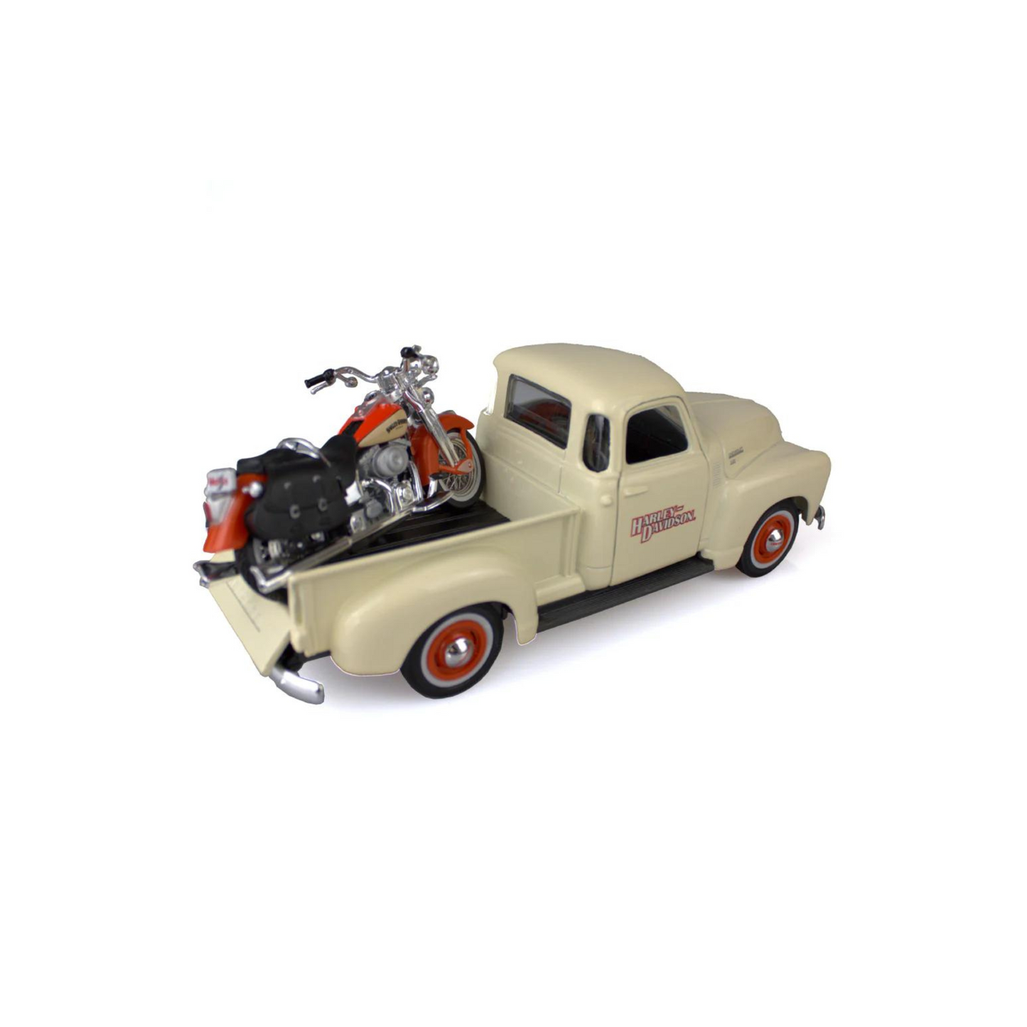 Harley-Davidson® 1:24 Pickup/Bike Model Combo - 1950 Chevrolet 3100 Pickup w/ 2001 FLSTS Heritage Springer