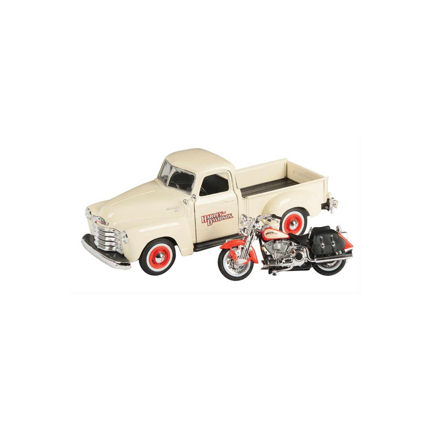 Harley-Davidson® 1:24 Pickup/Bike Model Combo - 1950 Chevrolet 3100 Pickup w/ 2001 FLSTS Heritage Springer