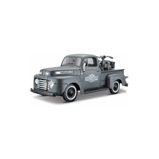 Harley-Davidson® 1:24 Pickup/Bike Model Combo - 1948 Ford F-1 Pickup w/ 1942 WLA Flathead