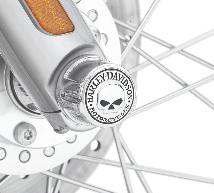 Harley-Davidson® Willie G Skull Front Axle Nut Covers - Chrome