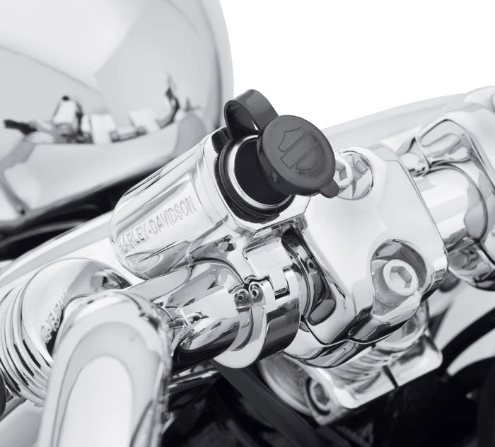 Harley-Davidson® Handlebar Mount Auxiliary Power Port - Chrome