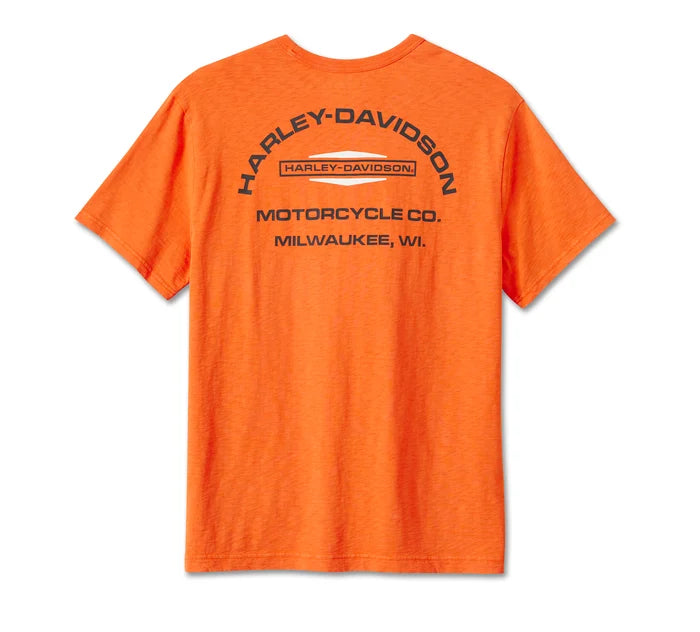 Harley-Davidson® Men's Stacked Bar & Shield Slub Tee - Harley Orange