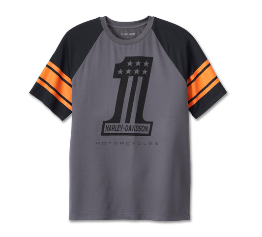 Harley-Davidson® Men's #1 Colorblocked Performance Tee - Blackened Pearl