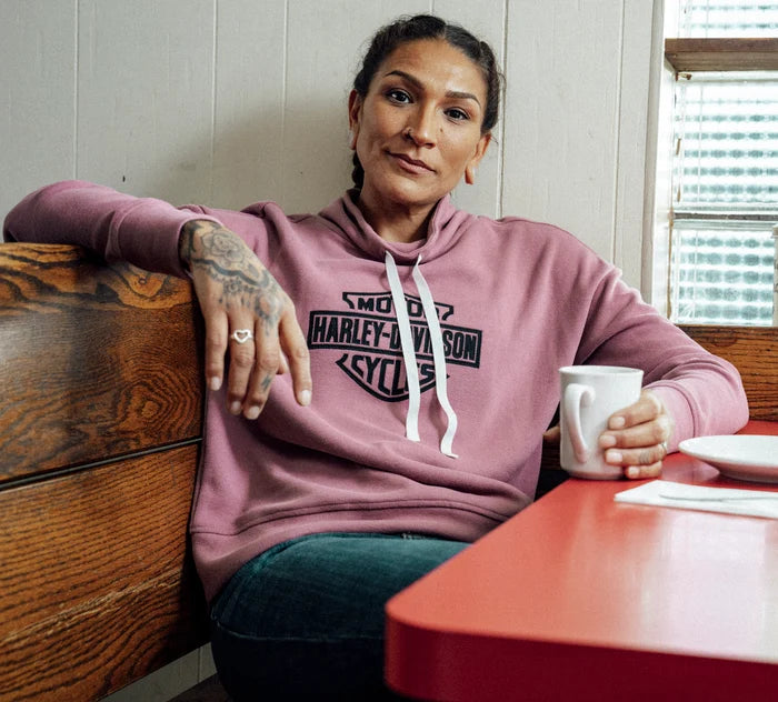 Harley-Davidson® Women's Bar & Shield Funnel Neck Pullover - Wistful Mauve