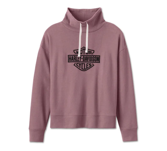 Harley-Davidson® Women's Bar & Shield Funnel Neck Pullover - Wistful Mauve