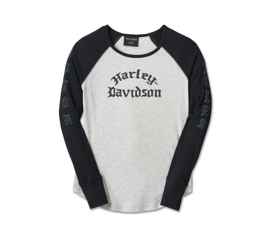 Harley-Davidson® Women's Authentic Long Sleeve Rib Top - Black & White