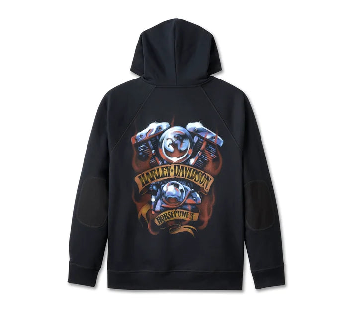 Harley-Davidson® Men's Loaded with Horsepower Raglan Hoodie - Harley Black
