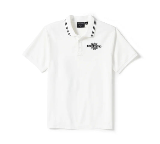 Harley-Davidson® Men's Bar & Shield Solid Pique Polo - Bright White