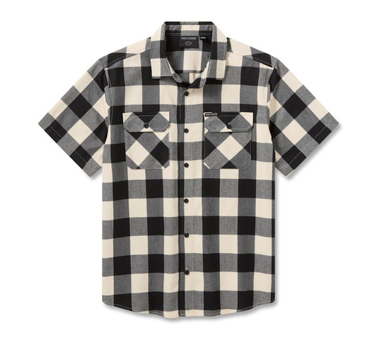 Harley-Davidson® Men's H-D Standard Short Sleeve Plaid Shirt - Birch & Harley Black
