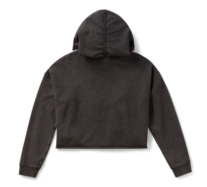 Harley-Davidson® Women's Neon Eagle Cropped Pullover Hoodie - Harley Black