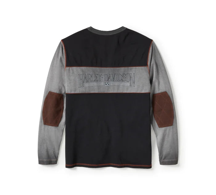 Harley-Davidson® Men's Iron Bond II Henley - Colorblock - Harley Black & Asphalt