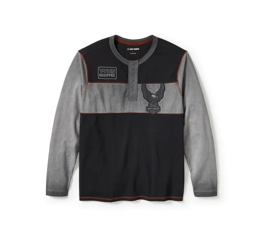 Harley-Davidson® Men's Iron Bond II Henley - Colorblock - Harley Black & Asphalt