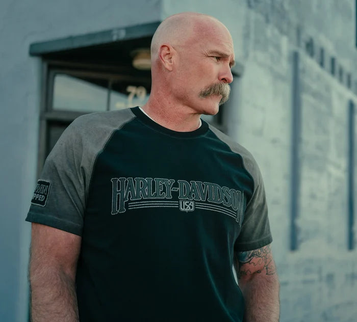 Harley-Davidson® Men's Iron Bond II Short Sleeve Tee - Colorblock - Harley Black & Asphalt