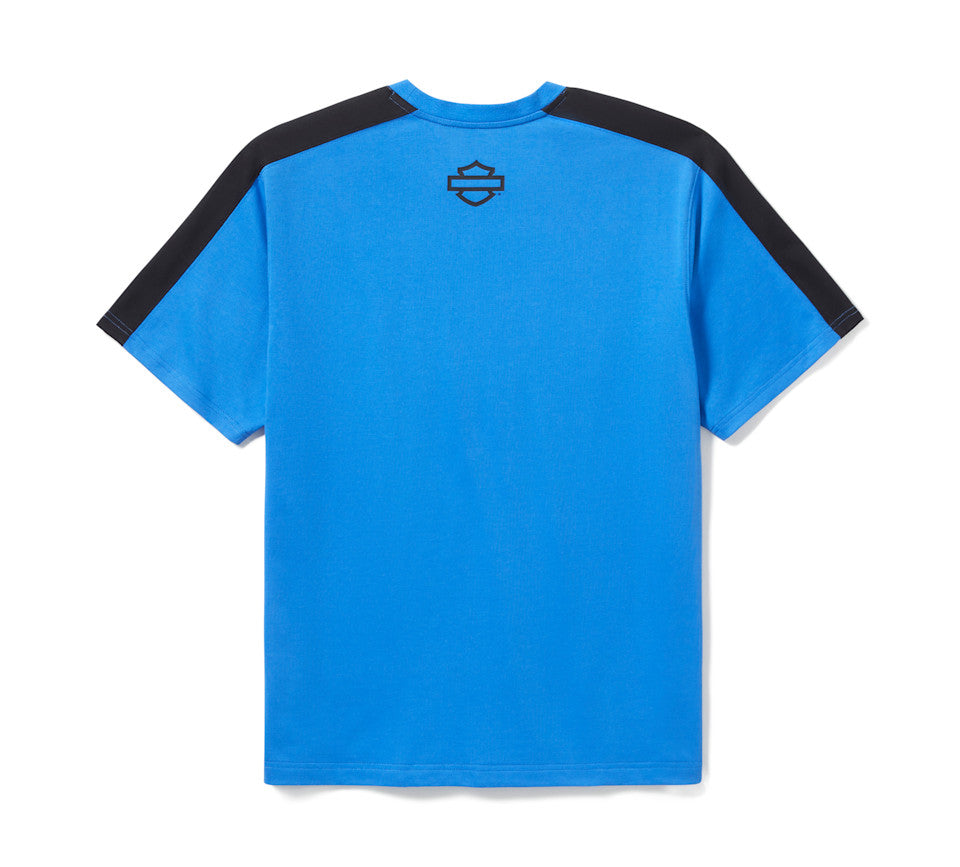 Harley-Davidson® Men's H-D® TECH Coolmax® Tee - Colorblock - Nebulas Blue & Harley Black