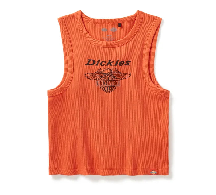 Harley-Davidson® Women's Dickies x H-D Racerback Cropped Eagle Tank - Vintage Orange