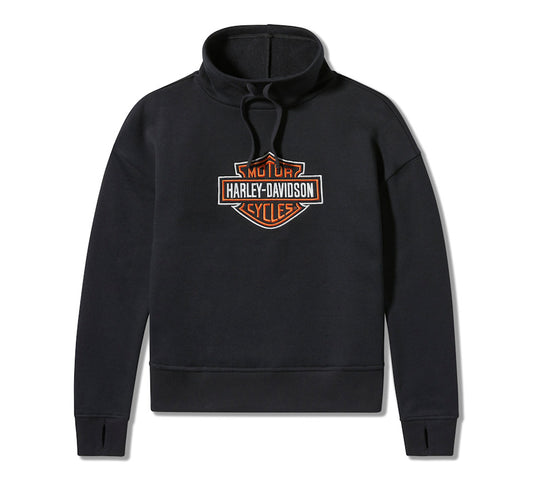 Harley-Davidson® Women's Essential Bar & Shield Funnel Neck Pullover - Harley Black