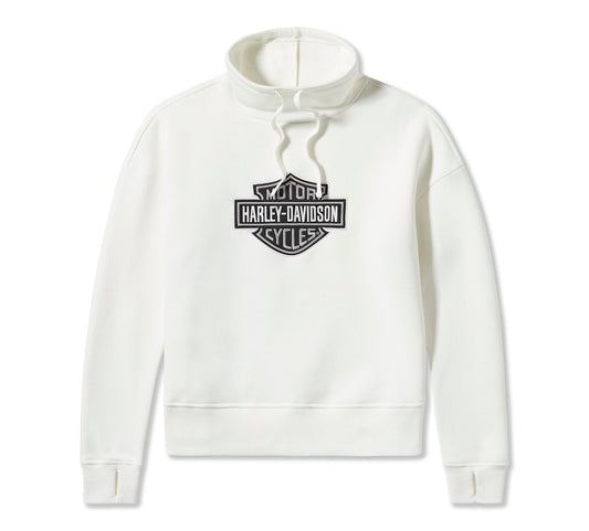 Harley-Davidson® Women's Essential Bar & Shield Funnel Neck Pullover - Cloud Dancer