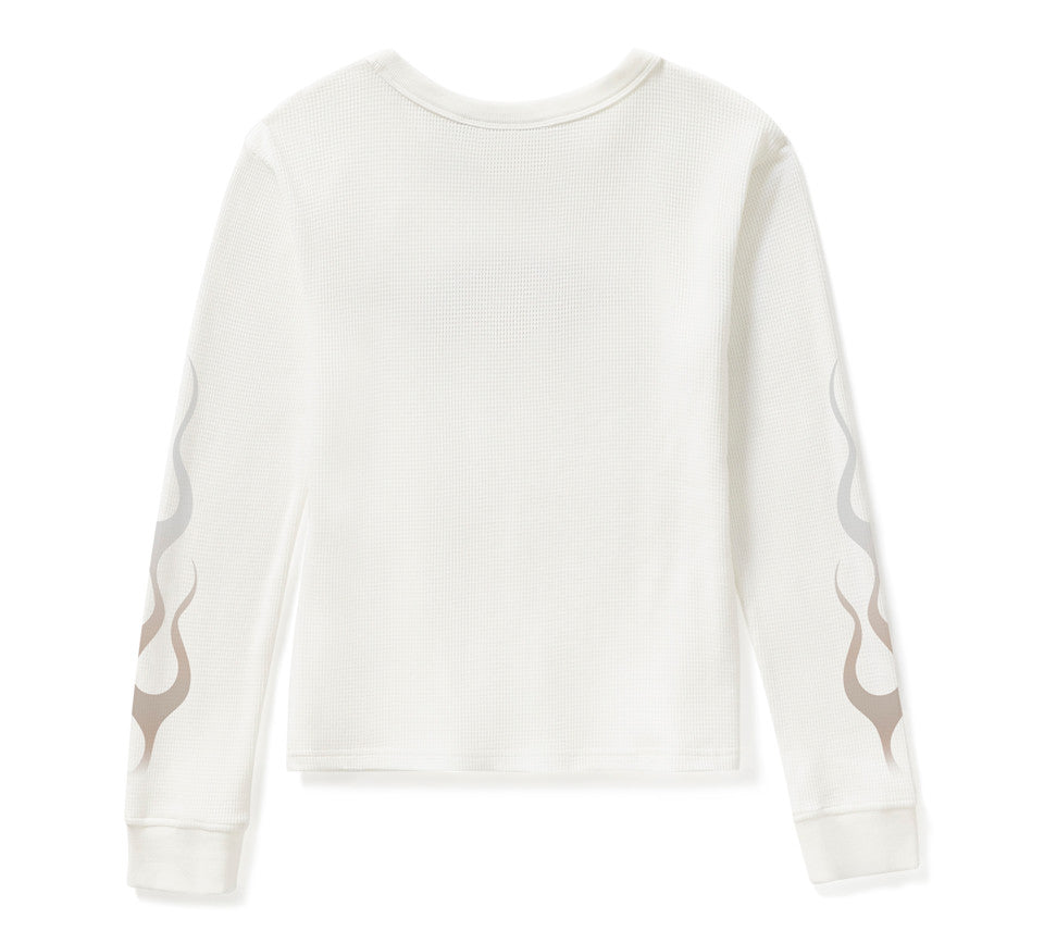 Harley-Davidson® Women's Vintage Flames Knit Top - Cloud Dancer