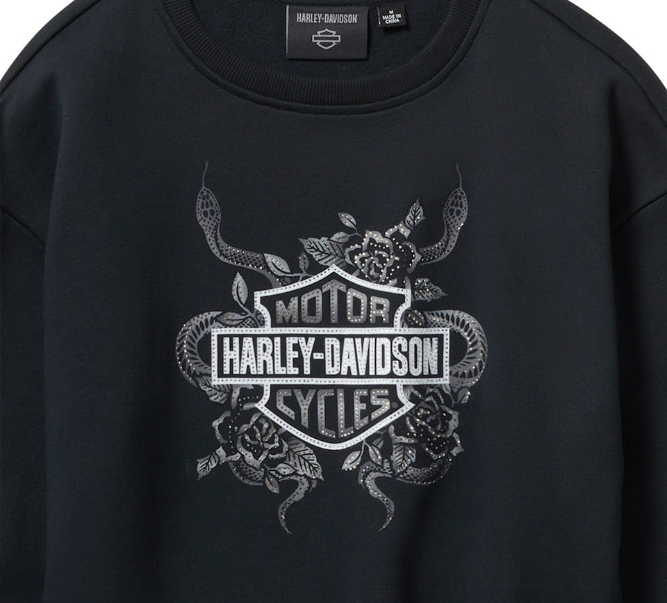Harley-Davidson® Women's Serpent Rose Bling Fleece - Harley Black