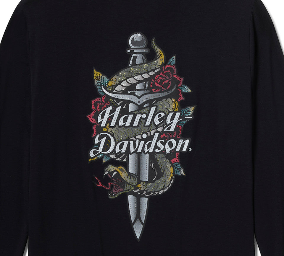 Harley-Davidson® Women's Serpent Rose Bling Top - Harley Black