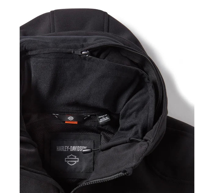 Harley-Davidson® Men's H-D Trenton Deflector 2.0 Hooded Riding Fleece - Harley Black