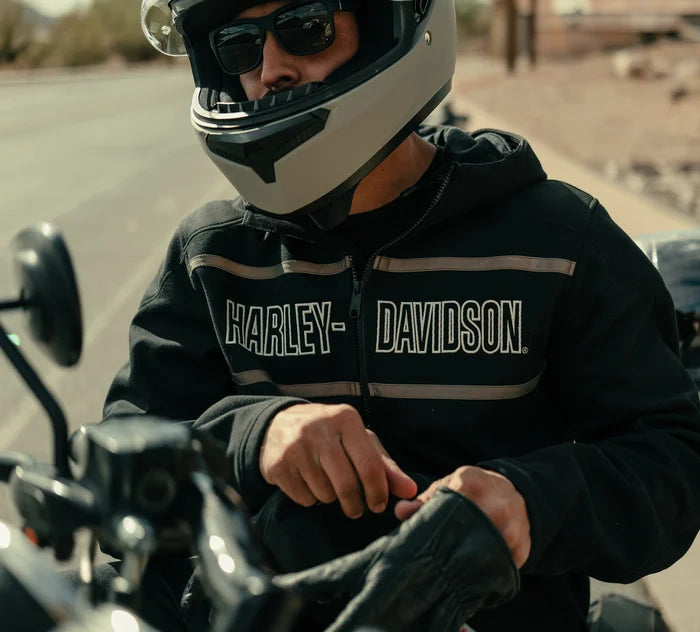 Harley-Davidson® Men's H-D Trenton Deflector 2.0 Hooded Riding Fleece - Harley Black