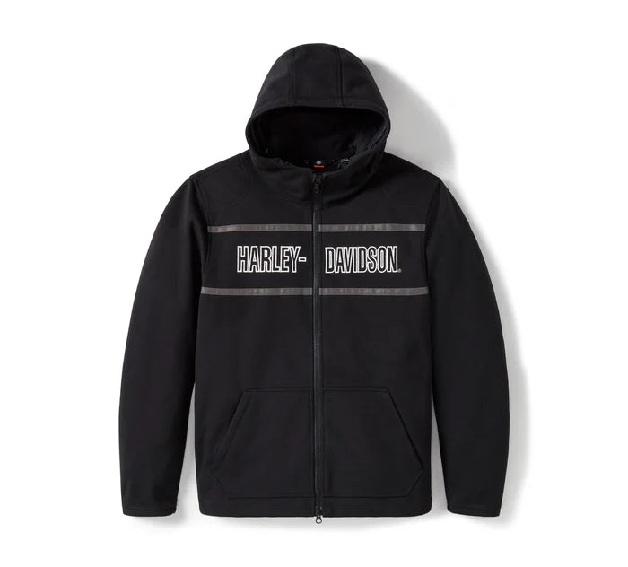 Harley-Davidson® Men's H-D Trenton Deflector 2.0 Hooded Riding Fleece - Harley Black