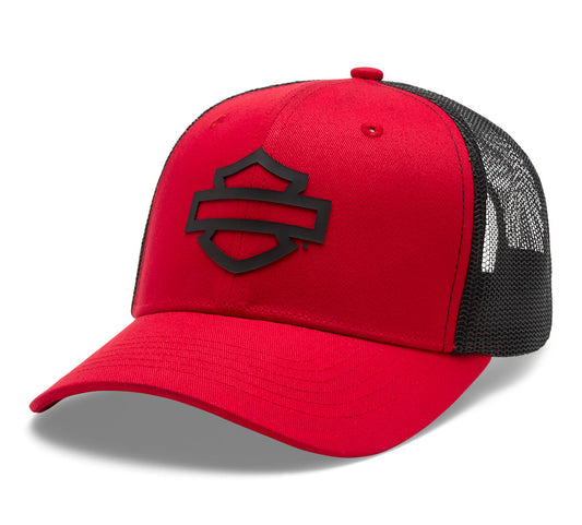 Harley-Davidson® Men's Logo Colorblock Adjustable Trucker Cap - Hot Rod Red