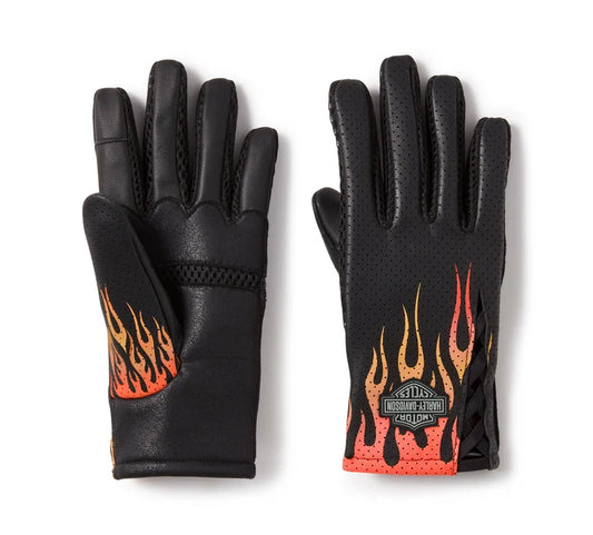 Harley-Davidson® Women's Bar & Shield Blaze Perforated Leather Gloves