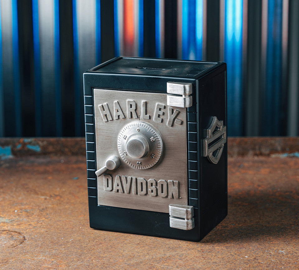 Harley-Davidson® H-D Open Bar & Shield Safe Piggy Bank - Black & Metallic Silver