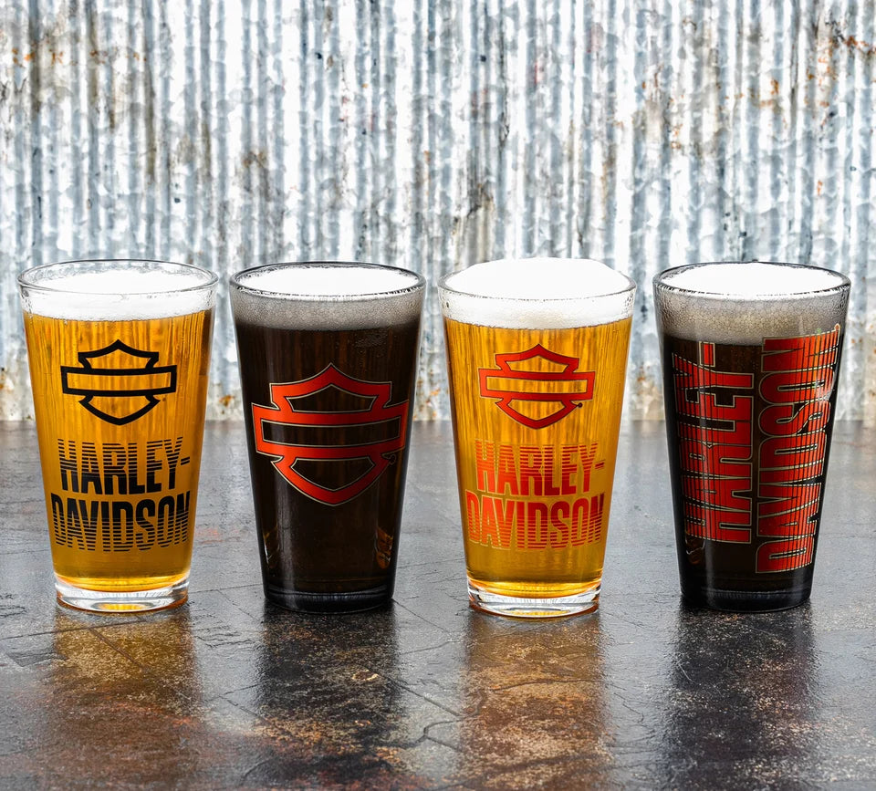Harley-Davidson® 16 oz. Open Bar & Shield Fade Pint Glass Set - Set of Four