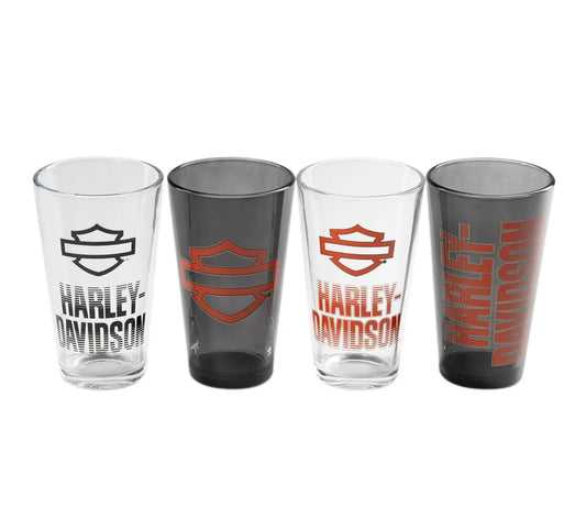 Harley-Davidson® 16 oz. Open Bar & Shield Fade Pint Glass Set - Set of Four