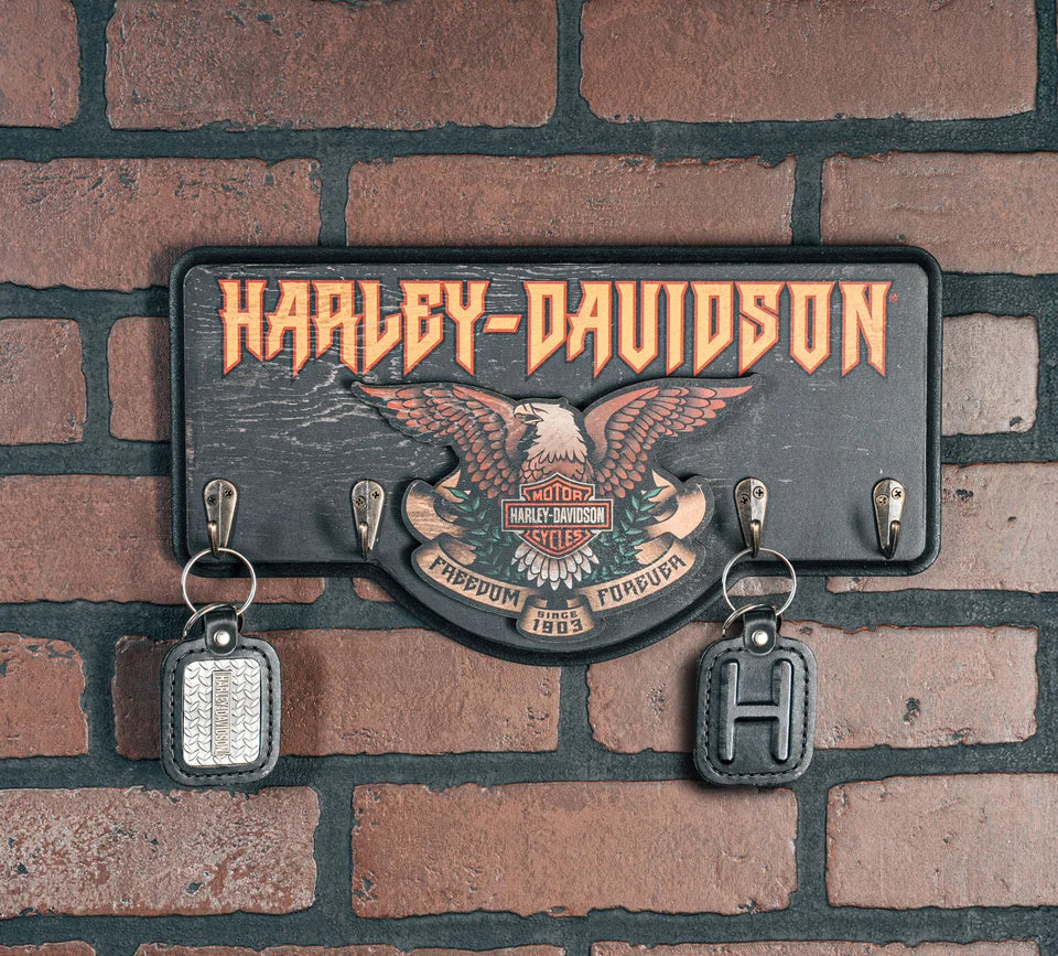 Harley-Davidson® Distressed Hard Rock Eagle Graphic Wooden Key Rack