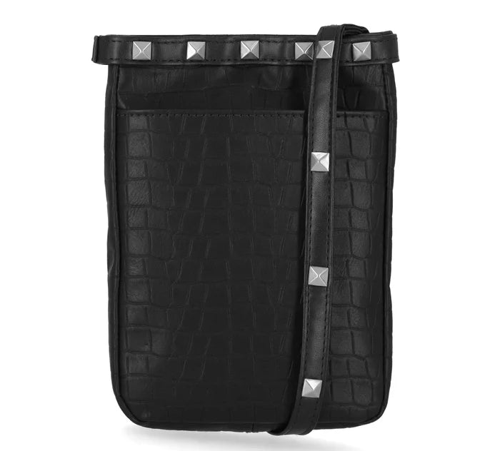 Harley-Davidson® Croco Stud Crossbody Bag - Black