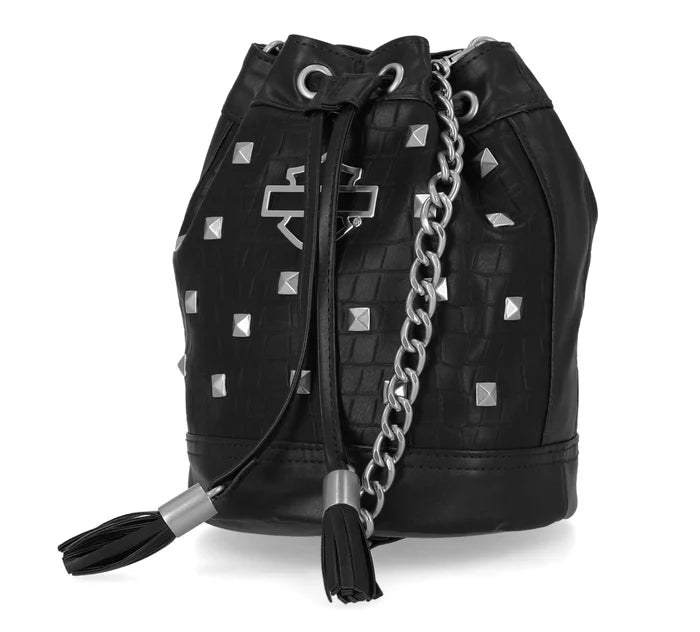 Harley-Davidson® Croco Drawstring Stud Bag