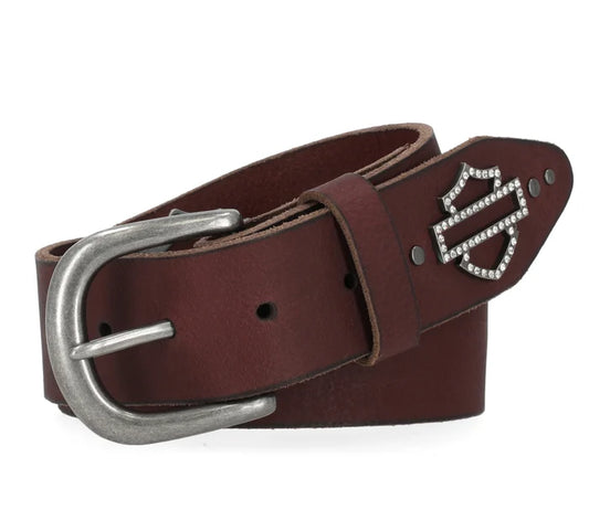Harley-Davidson® Open Bar & Shield Quad Stud Belt - Brown