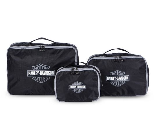 Harley-Davidson® 3 Piece Expandable Packing Cube Set - Grey/Black