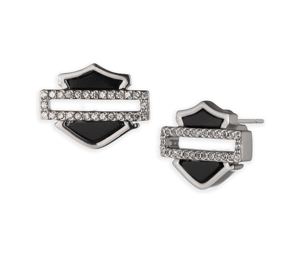 Harley-Davidson® Women's Onyx Bar & Shield Stud Earrings