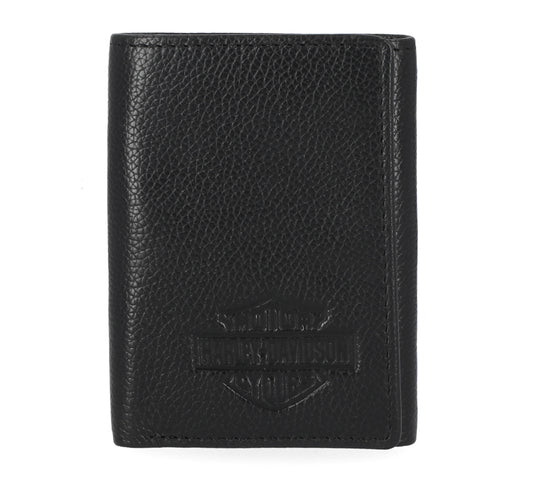 Harley-Davidson® Classic Leather Bar & Shield Tri-Fold Wallet - Black