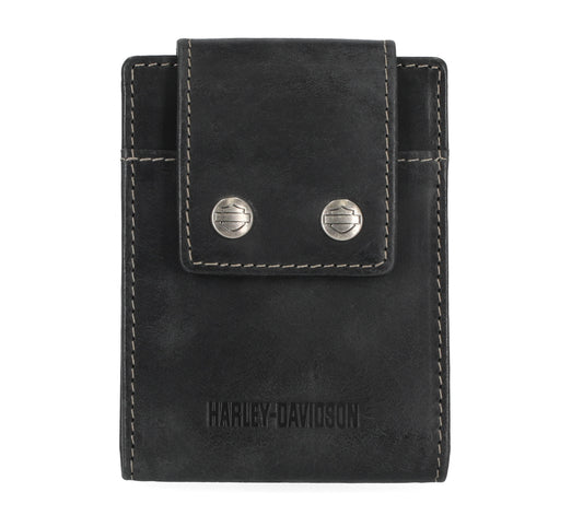 Harley-Davidson® Smooth Grain Snap Front Pocket Billfold Wallet - Black