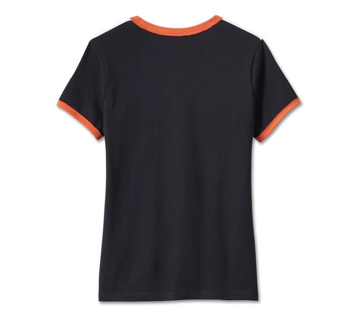 Harley-Davidson® Women's Iconic V-Neck Shoulder Stripe Tee