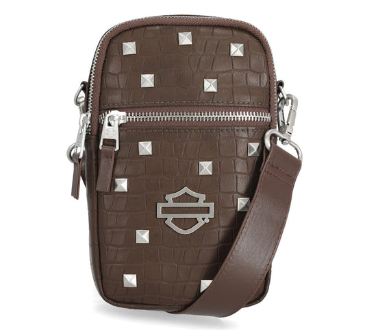 Harley-Davidson® Croco Crossbody Bag - Brown