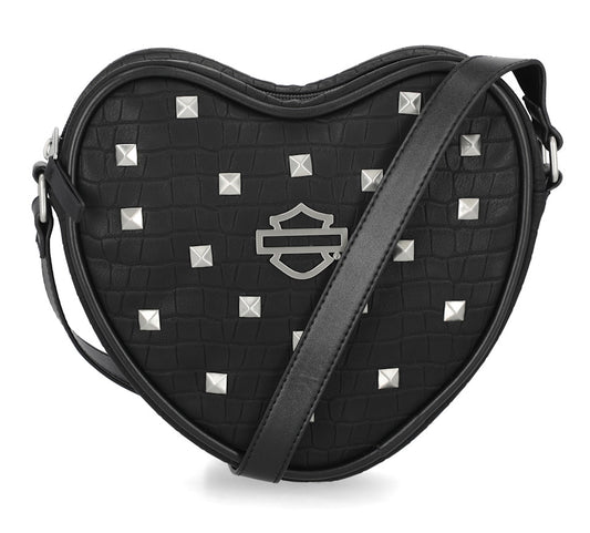 Harley-Davidson® Croco Heart Crossbody Bag - Black