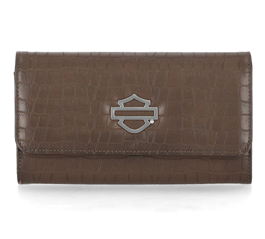 Harley-Davidson® Croco Clutch Wallet - Brown