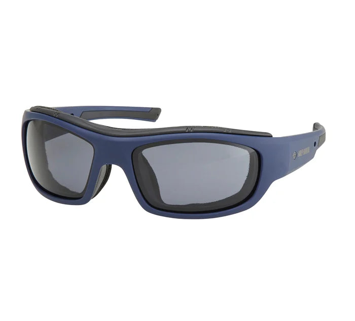 Harley-Davidson Men's Angular Wrap Sunglasses - Matte Blue Frames & Smoke Lenses (HD0155V-91B)