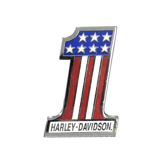 Harley-Davidson® 1.5 inch RWB H-D #1 Logo Pin - Shiny Silver Finish