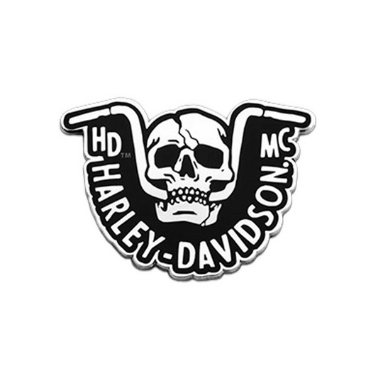 Harley-Davidson® 1.5 inch. Handlebar Skull Metal Pin -Silver Nickel Finish