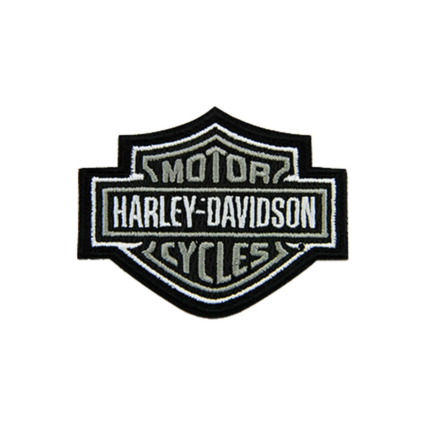 Harley-Davidson® 3 inch Embroidered Grey Bar & Shield Logo Emblem Sew-On Patch