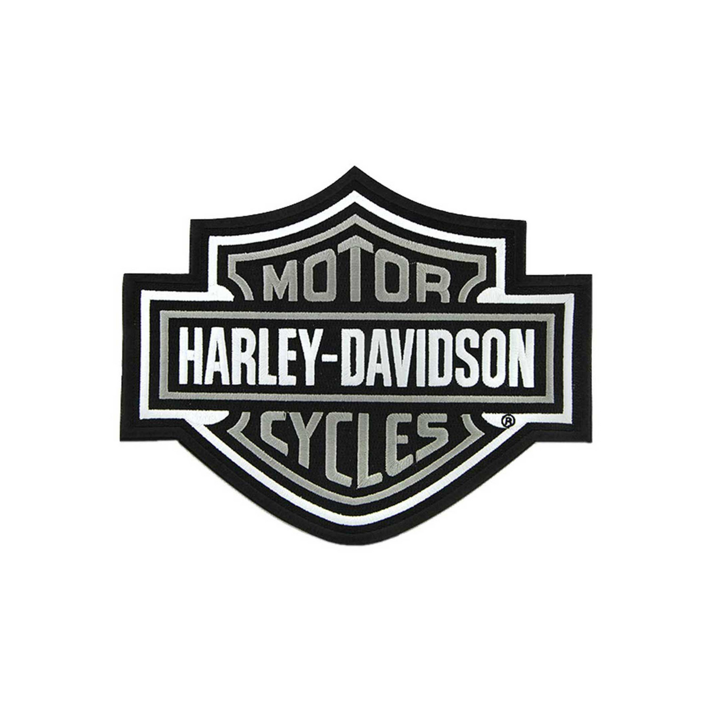Harley-Davidson® 9.25 inch Embroidered Gray Bar & Shield Logo Emblem Sew-On Patch